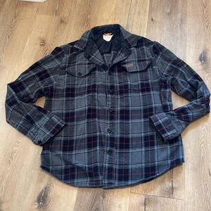 Field & Stream Grey & Black Mens Plaid Flannel Button Up Shirt Top Size  L